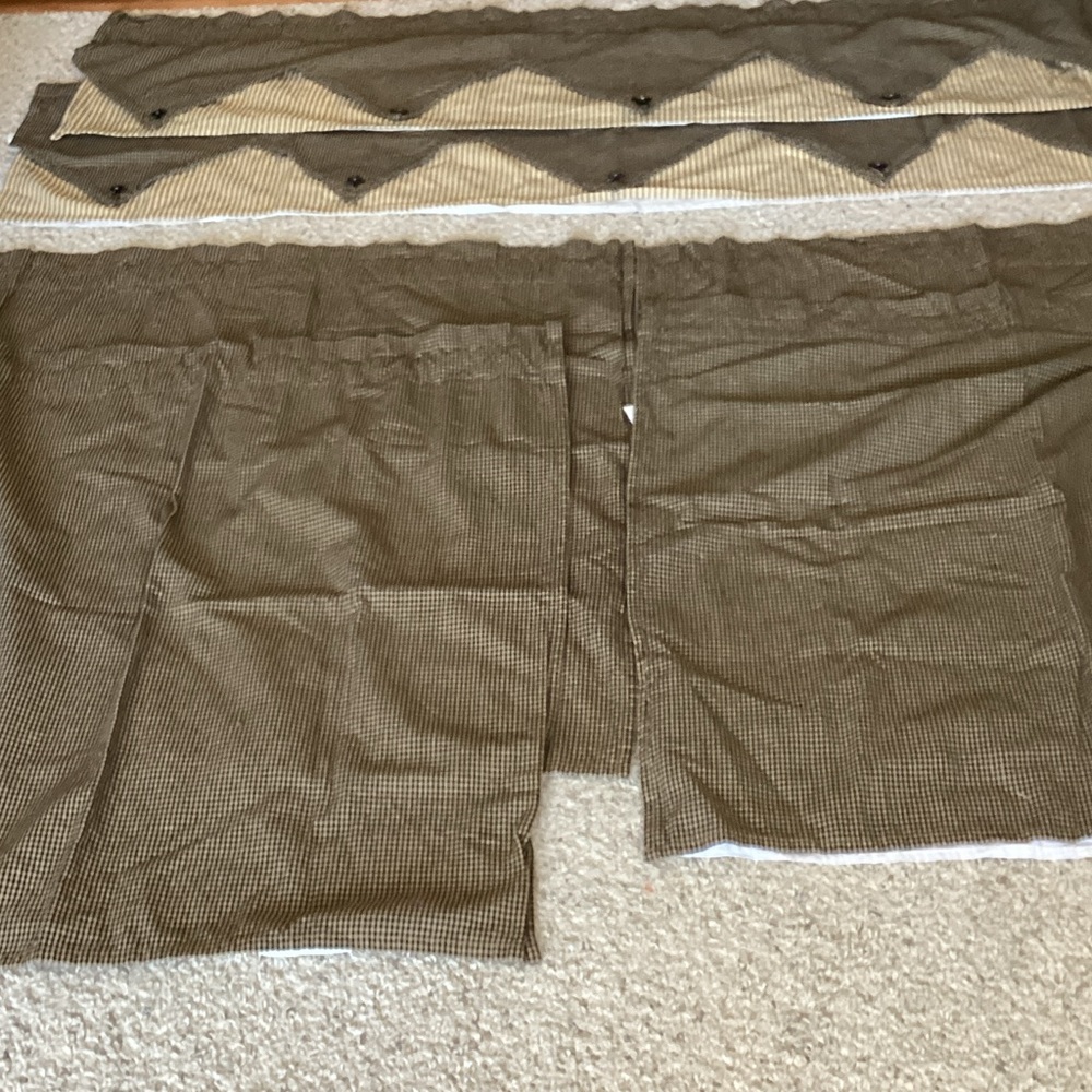 Elegant Navy and Cream Checkered Home Decor Set Tiers 34” Valance 15”- 2 pair